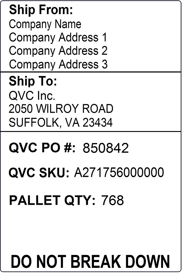 QVC US Pallet Label